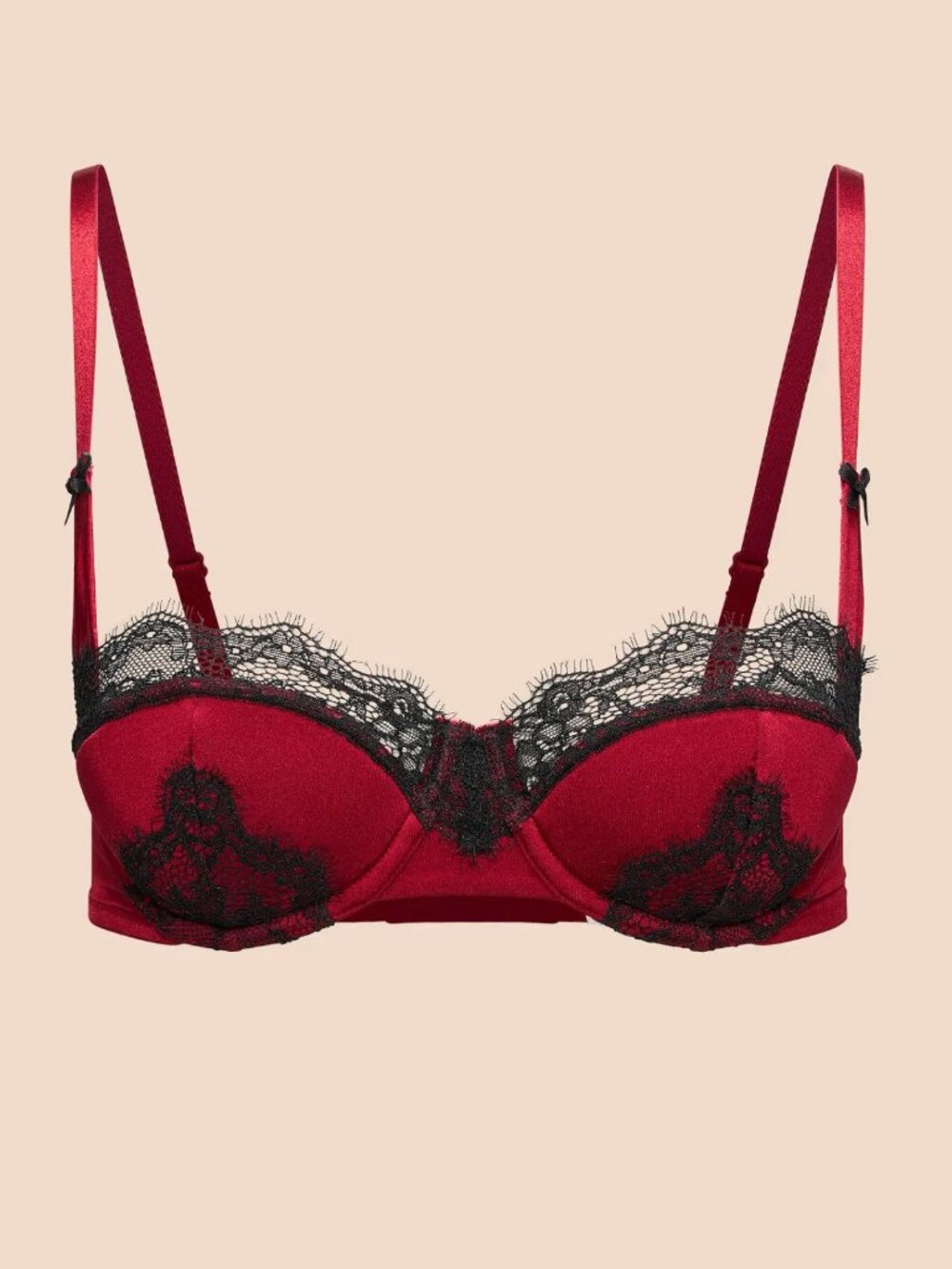 NEW Adore Me Red & Black Amrenn Lightly Lined Lace Push-Up Bra 34DD 34554